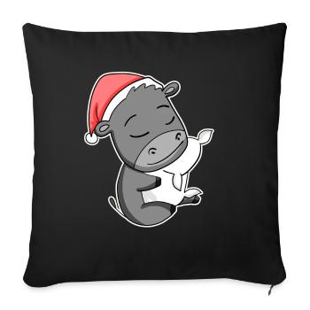 Donkey Cute Tired Sleeping In Christmas - Sofa pillowcase 17,3'' x 17,3'' (45 x 45 cm) - black - Front