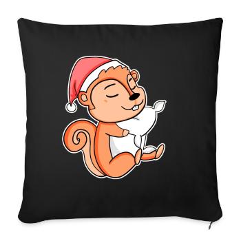 Squirrel Cute Tired Sleeping In Christmas - Sofa pillowcase 17,3'' x 17,3'' (45 x 45 cm) - black - Front