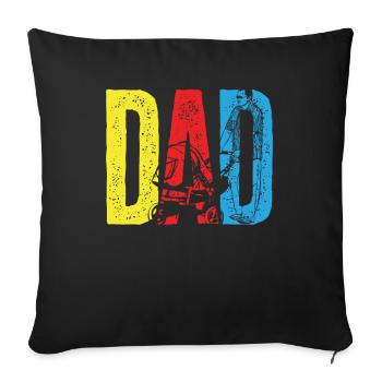 Lettrage papa coloré avec motif poussette - Housse de coussin décorative 45 x 45 cm - noir - Devant