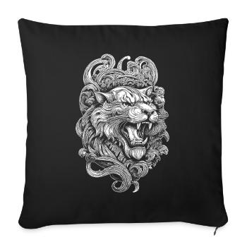 Tiger Shirt for Martial Artists – Powerful Design - Sofa pillowcase 17,3'' x 17,3'' (45 x 45 cm) - black - Front