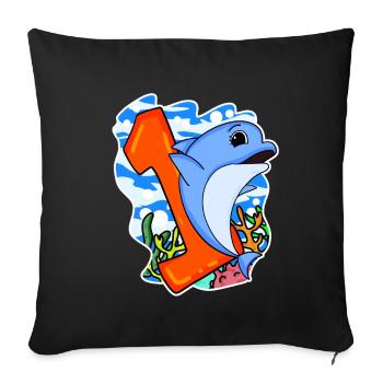 Number 1 Number One - Dolphin Motif - Sofa pillowcase 17,3'' x 17,3'' (45 x 45 cm) - black - Front