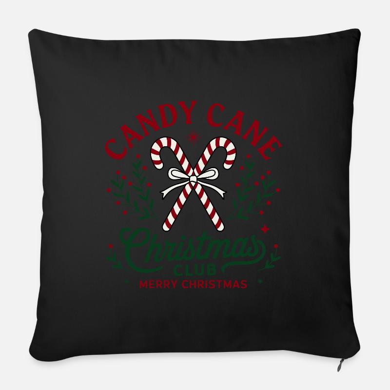 Candy Cane Partnerlook für Weihnachten - Sofakissenbezug 45 x 45 cm - Schwarz
