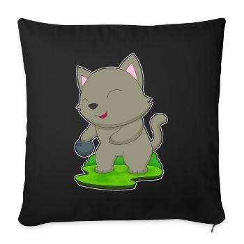 Cat Bowling Bowling Ball - Sofa pillowcase 17,3'' x 17,3'' (45 x 45 cm) - black - Front