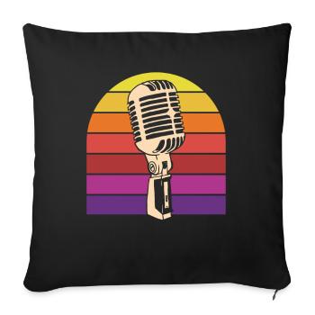 Microphone vintage Rétro Sunset Karaoké - Housse de coussin décorative 45 x 45 cm - noir - Devant