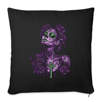 Mystical Catrina with Cross for Dia de los Muertos - Sofa pillowcase 17,3'' x 17,3'' (45 x 45 cm) - black - Front