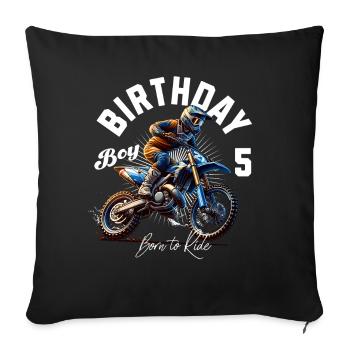 5e anniversaire de motocross - Housse de coussin décorative 45 x 45 cm - noir - Devant