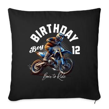 Motocross 12th Birthday - Sofa pillowcase 17,3'' x 17,3'' (45 x 45 cm) - black - Front