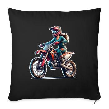 Motocross Femmes Filles Fille - Housse de coussin décorative 45 x 45 cm - noir - Devant