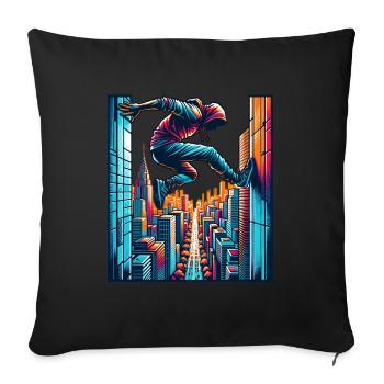 Parkour - Sofakissenbezug 45 x 45 cm - Schwarz - Vorne