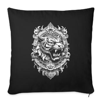 Meditations T-Shirt mit asiatischem Tigerdesign - Sofakissenbezug 45 x 45 cm - Schwarz - Vorne