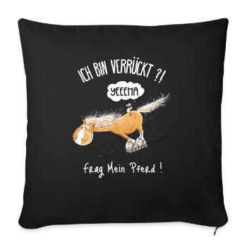 Verrücktes Pferd Auf Rollschuhen Pferde Spruch - Sofakissenbezug 45 x 45 cm - Schwarz - Vorne