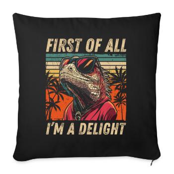 Tropical Iguana Style - Retro Shirt Design - Sofa pillowcase 17,3'' x 17,3'' (45 x 45 cm) - black - Front