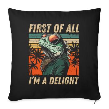 Iguane effronté - Rétro Sunset Palm Tree Design - Housse de coussin décorative 45 x 45 cm - noir - Devant