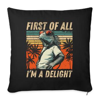 Naughty Iguana - Tropical Sunset Style - Sofa pillowcase 17,3'' x 17,3'' (45 x 45 cm) - black - Front