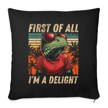 Cheeky Iguana - Vintage Palm Tree Look - Sofa pillowcase 17,3'' x 17,3'' (45 x 45 cm) - black - Front