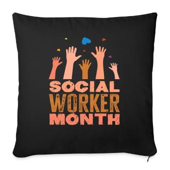 Appréciation du Mois du travail social - Housse de coussin décorative 45 x 45 cm - noir - Devant