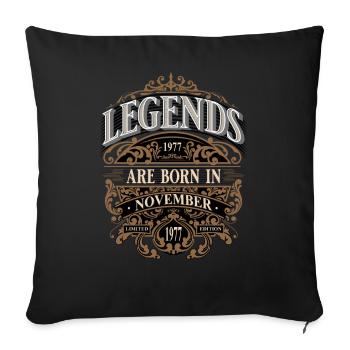 1977 Novembre Né Anniversaire Année de naissance - Housse de coussin décorative 45 x 45 cm - noir - Devant