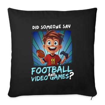 11th Birthday Football and Gaming for 11 Year Olds - Sofa pillowcase 17,3'' x 17,3'' (45 x 45 cm) - black - Front