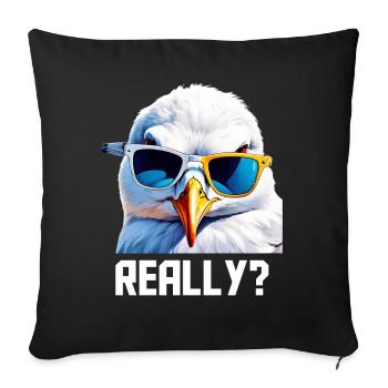 Really - Seagull with sunglasses - Sofa pillowcase 17,3'' x 17,3'' (45 x 45 cm) - black - Front