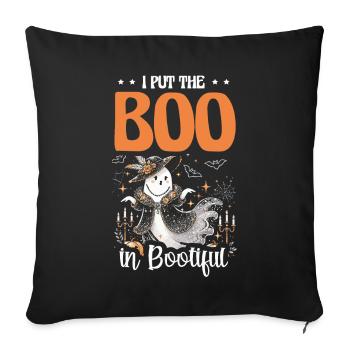 J’ai le boo dans Bootiful, jeux de mots d’Halloween - Housse de coussin décorative 45 x 45 cm - noir - Devant
