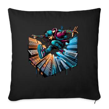 Parkour - Sofakissenbezug 45 x 45 cm - Schwarz - Vorne