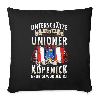 Ne sous-estimez jamais un joueur de l’Union de Köpenick - Housse de coussin décorative 45 x 45 cm - noir - Devant