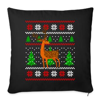 Cerf de Noël - Housse de coussin décorative 45 x 45 cm - noir - Devant