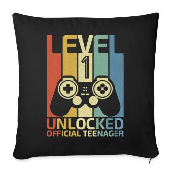Level 1 Entsperrtes Shirt Video Gamer 1. Geburtstag - Sofakissenbezug 45 x 45 cm - Schwarz - Vorne