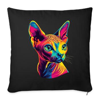 Chat Sphynx Chat Sphynx Chat Canadien Mignon Sphinx - Housse de coussin décorative 45 x 45 cm - noir - Devant