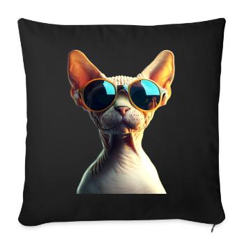 Chat Sphynx Chat Sphynx Chat Canadien Mignon Sphinx - Housse de coussin décorative 45 x 45 cm - noir - Devant