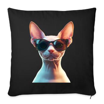 Chat Sphynx Chat Sphynx Chat Canadien Mignon Sphinx - Housse de coussin décorative 45 x 45 cm - noir - Devant