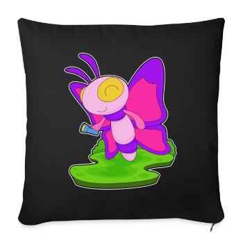 Butterfly Flashlight - Sofa pillowcase 17,3'' x 17,3'' (45 x 45 cm) - black - Front