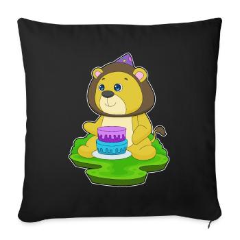 Gâteau d’anniversaire Lion - Housse de coussin décorative 45 x 45 cm - noir - Devant