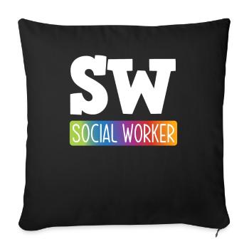 SW Sozialarbeiter Regenbogen - Sofakissenbezug 45 x 45 cm - Schwarz - Vorne