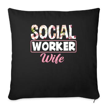 Social Worker Wife Floral Motif - Sofa pillowcase 17,3'' x 17,3'' (45 x 45 cm) - black - Front