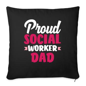 Fier papa travailleur social - Housse de coussin décorative 45 x 45 cm - noir - Devant