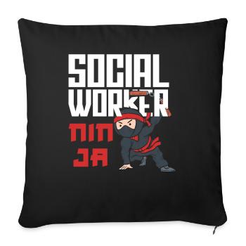 Social Worker Ninja Warrior Design - Sofa pillowcase 17,3'' x 17,3'' (45 x 45 cm) - black - Front