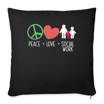 Peace Love Social Work - Sofa pillowcase 17,3'' x 17,3'' (45 x 45 cm) - black - Front