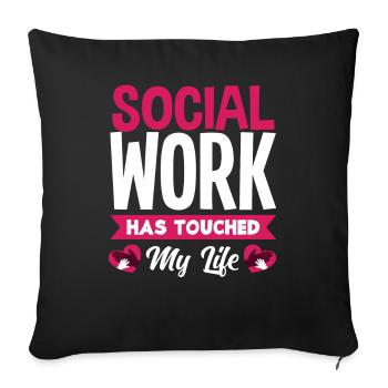 Le travail social a touché ma vie - Housse de coussin décorative 45 x 45 cm - noir - Devant