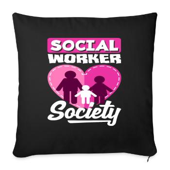 Social Worker Society Heart Family - Sofa pillowcase 17,3'' x 17,3'' (45 x 45 cm) - black - Front