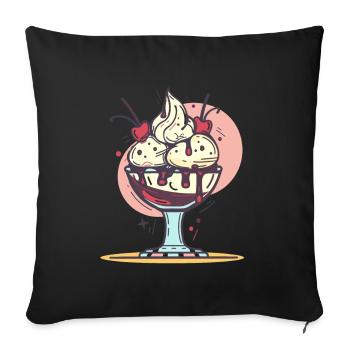 Eiscreme Grafik - Sofakissenbezug 45 x 45 cm - Schwarz - Vorne