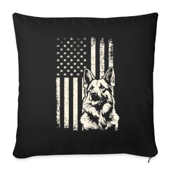 Veterans Day German Shepherd USA Pride - Sofa pillowcase 17,3'' x 17,3'' (45 x 45 cm) - black - Front