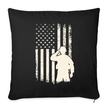 Soldat Salutiert Flagge – Veterans Day und 4. Juli - Sofakissenbezug 45 x 45 cm - Schwarz - Vorne