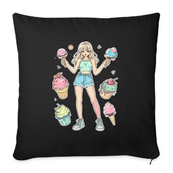 Cream Girl - Sofa pillowcase 17,3'' x 17,3'' (45 x 45 cm) - black - Front