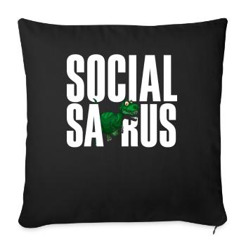Social Saurus Dinosaure Drôle - Housse de coussin décorative 45 x 45 cm - noir - Devant