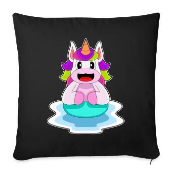 Licorne Natation Anneau De Natation Été - Housse de coussin décorative 45 x 45 cm - noir - Devant
