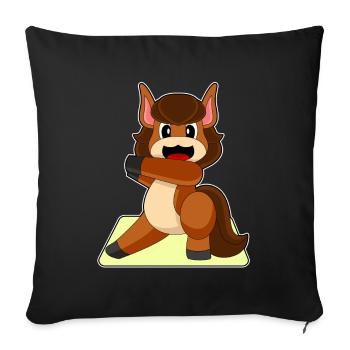 Horse Yoga Fitness Gymnastics - Sofa pillowcase 17,3'' x 17,3'' (45 x 45 cm) - black - Front