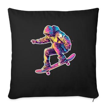 Retro Skateboarder - Sofa pillowcase 17,3'' x 17,3'' (45 x 45 cm) - black - Front