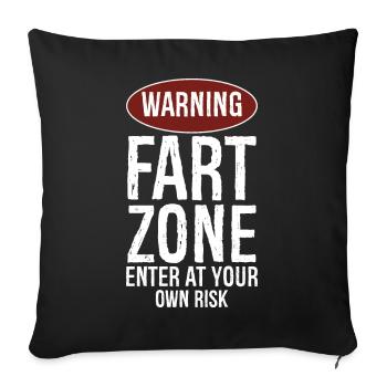 warning fart zone enter at your own risk - Sofa pillowcase 17,3'' x 17,3'' (45 x 45 cm) - black - Front