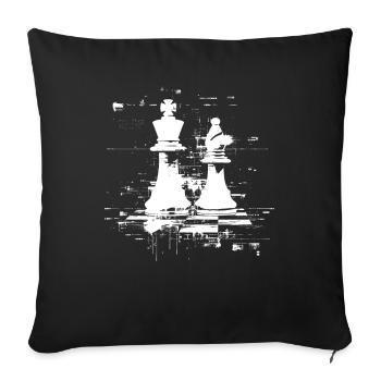 Dames d’échecs et croquis du roi - Housse de coussin décorative 45 x 45 cm - noir - Devant